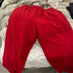 Red sweat pants
